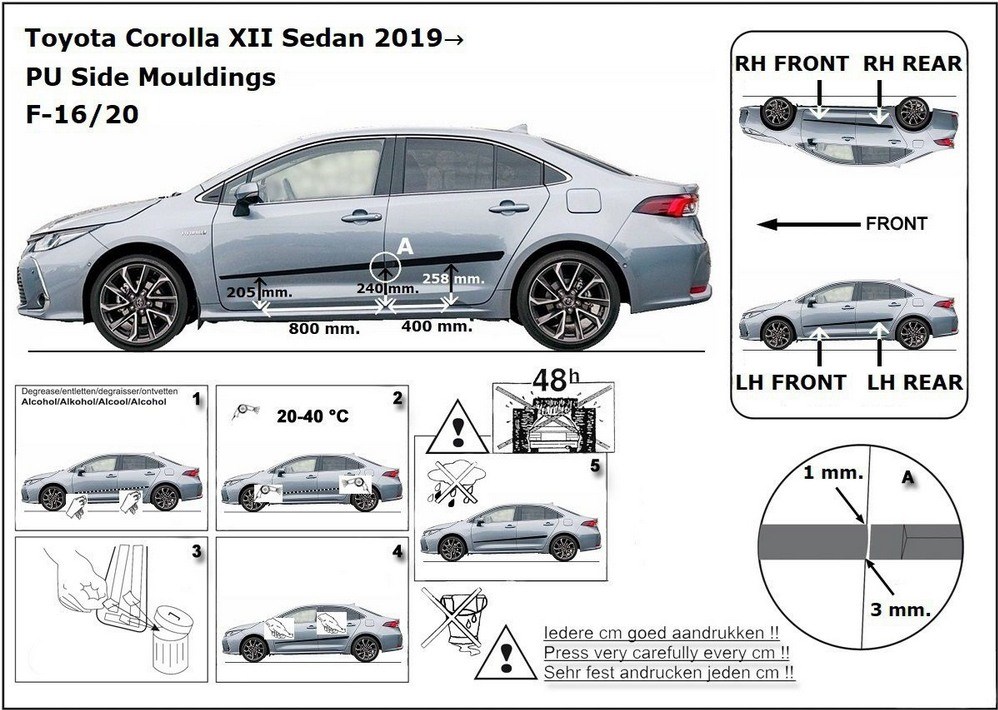 Ochranné boční lišty na dveře, Toyota Corolla E21, 2018-, SDN/Combi