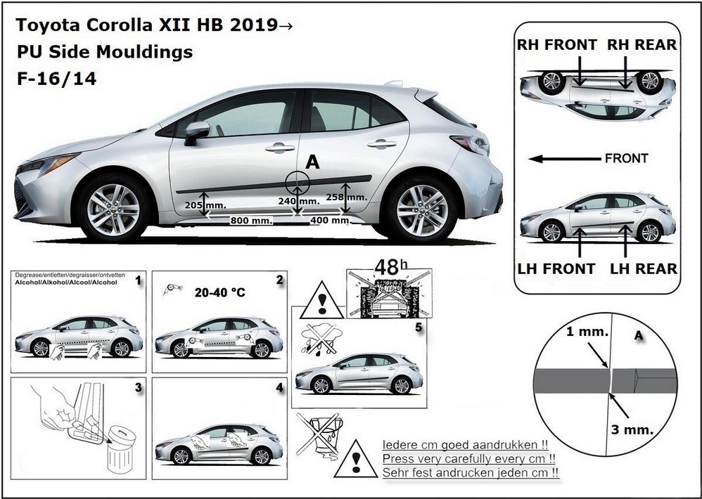 Ochranné boční lišty na dveře, Toyota Corolla E21, 2018-, HTB