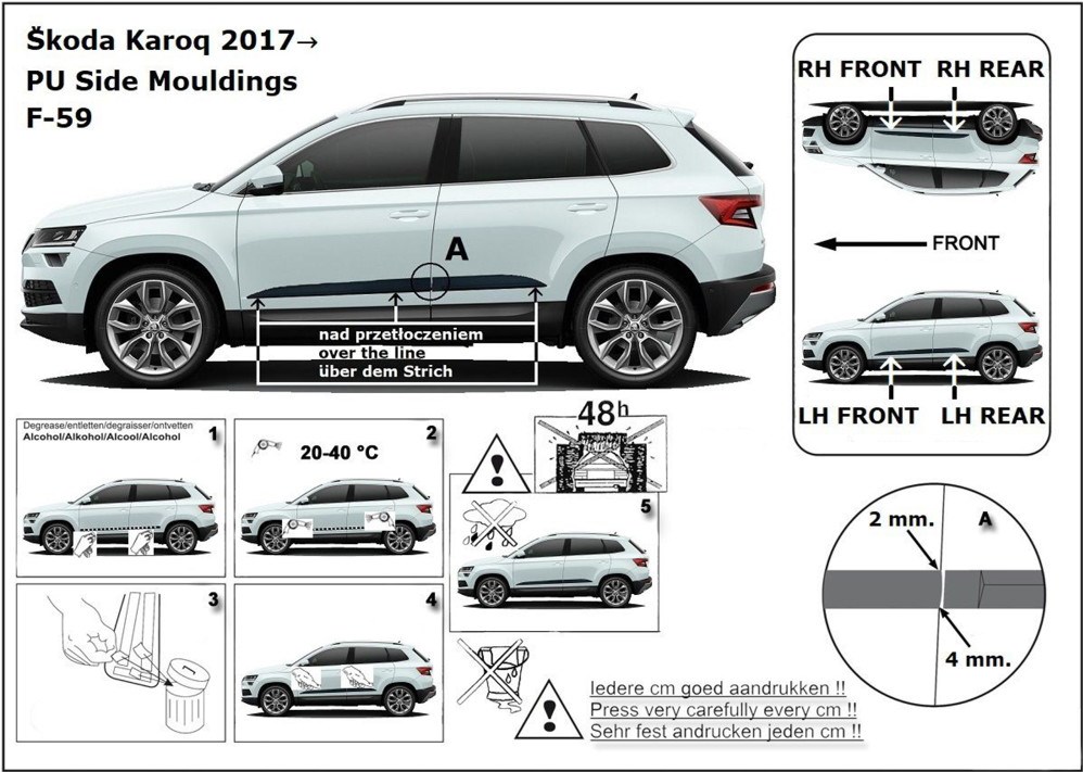 Ochranné boční lišty na dveře, Škoda Karoq, 2017 -