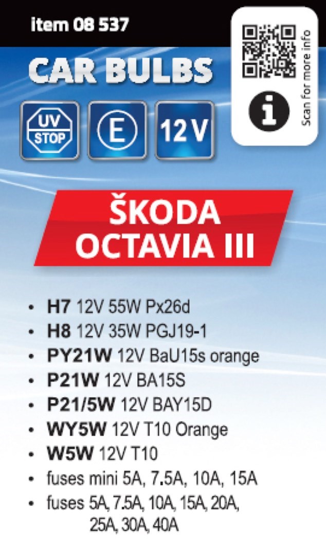 Sada žárovek ŠKODA OCTAVIA III H7+H8, 08537