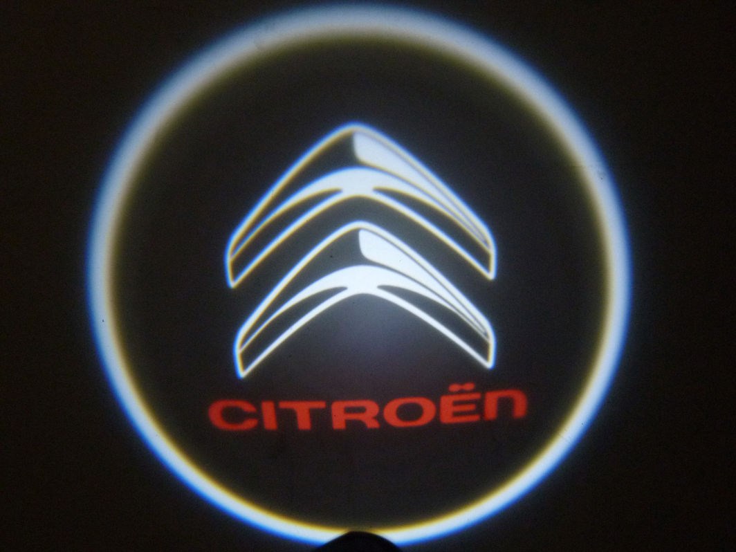 Svítící LED logo projektor CITROEN ze dveří na silnici, sada 2 ks