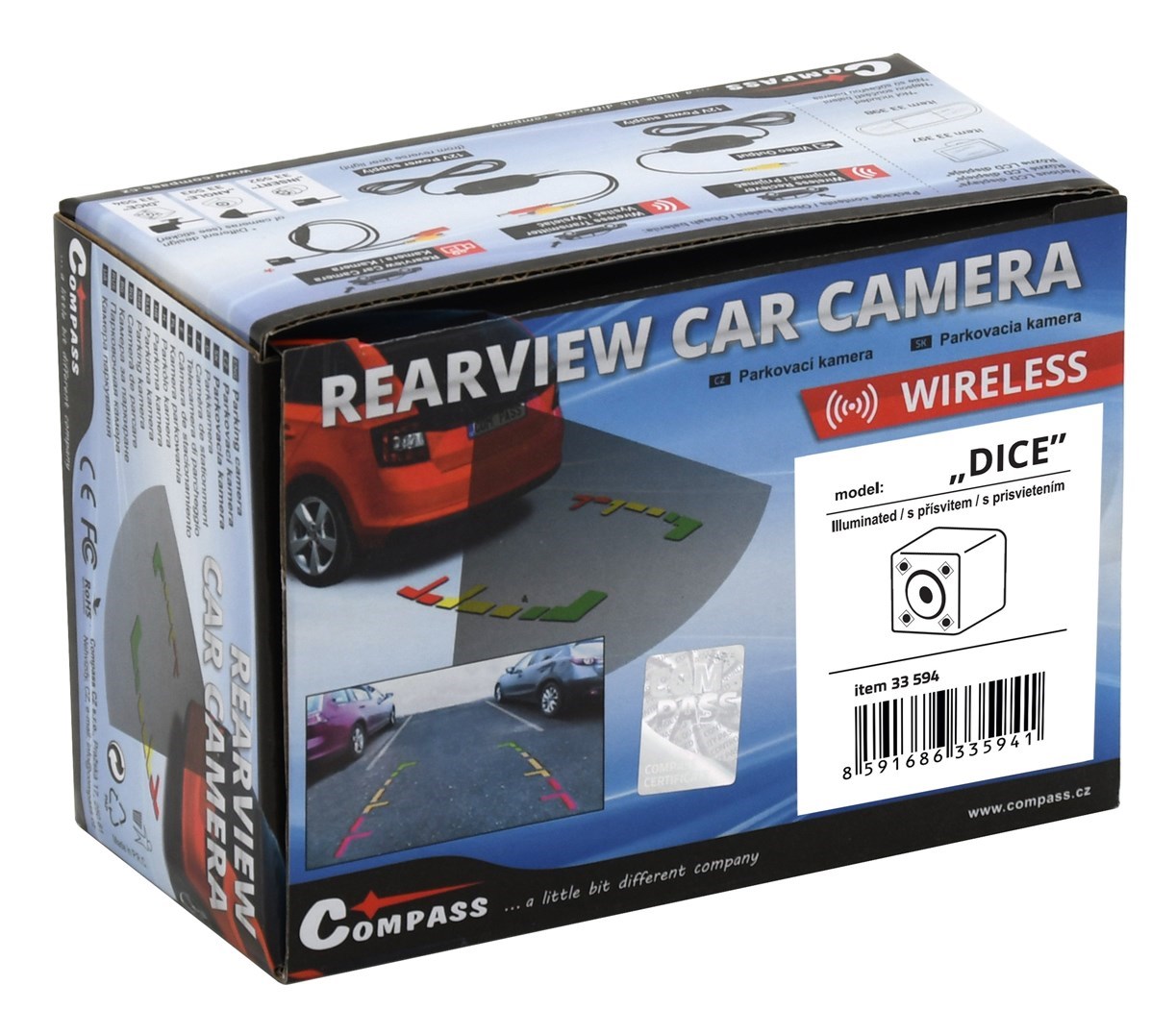 COMPASS Parkovací kamera DICE bezdrátová polohovací s LED přísvitem
