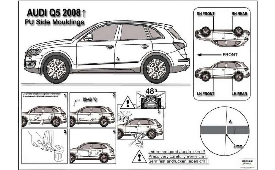 Ochranné boční lišty na dveře, Audi Q5, 2008->