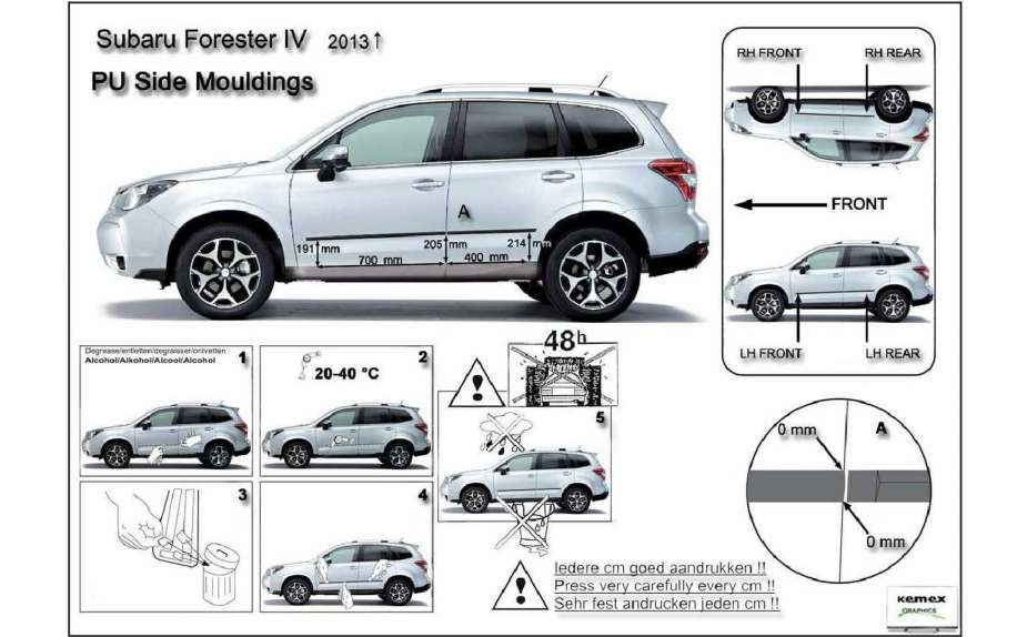 Ochranné boční lišty na dveře, Subaru Forester, 2013->, suv
