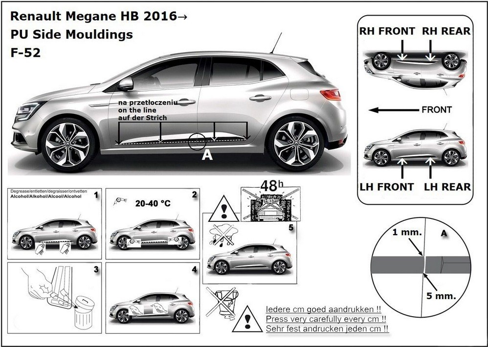 Ochranné boční lišty na dveře, Renault Megane IV, 2016-, HTB/Combi