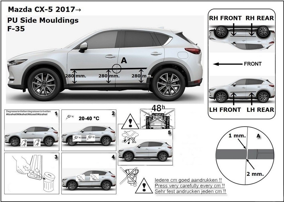 Ochranné boční lišty na dveře, Mazda CX 5 II, 2017-