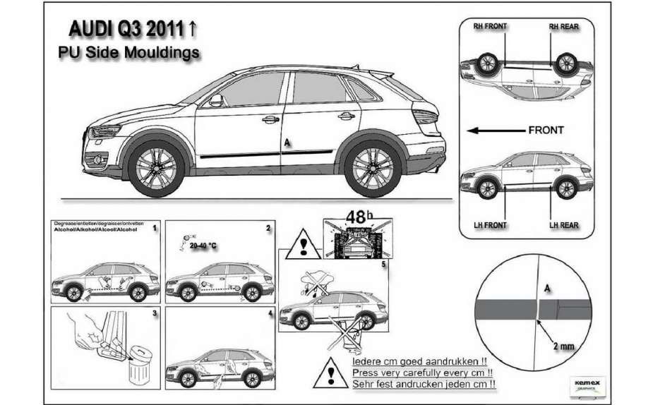 Ochranné boční lišty na dveře, Audi Q3, 2011->