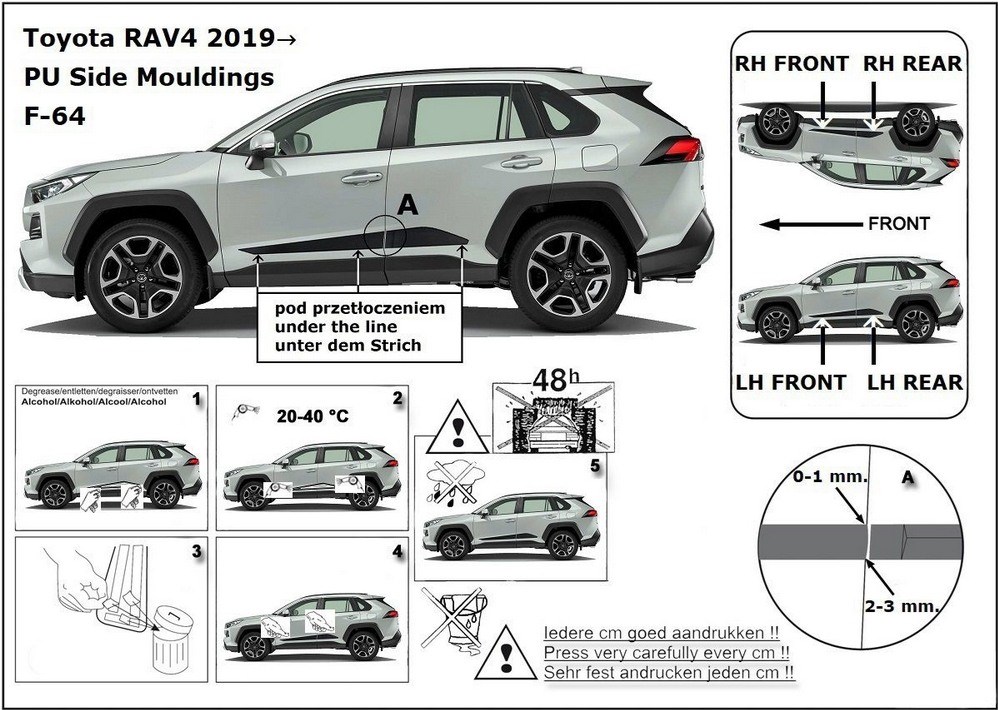 Ochranné boční lišty na dveře, Toyota Rav4 V, 2018-