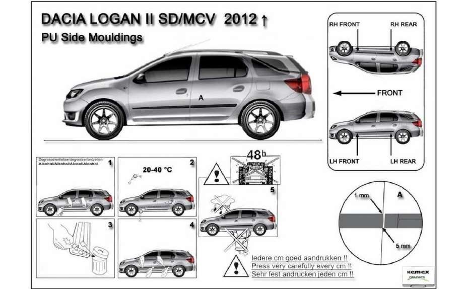 Ochranné boční lišty na dveře, Dacia Logan, SDN, MVC, 2013->