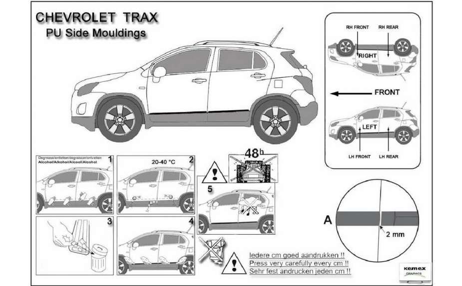 Ochranné boční lišty na dveře, Chevrolet Trax, 2012->