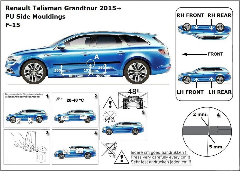 Ochranné boční lišty na dveře, Renault Talisman, 2015-, Sedan/Combi