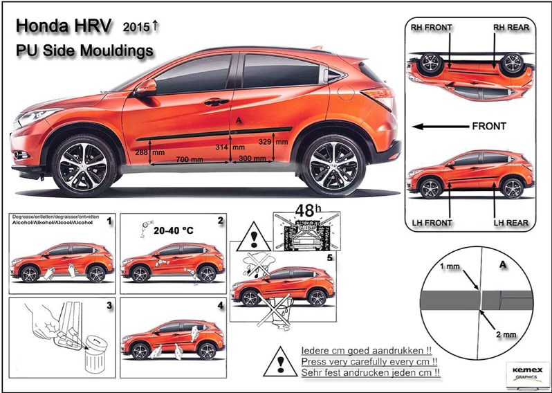 Ochranné boční lišty na dveře, Honda HRV, 2015->