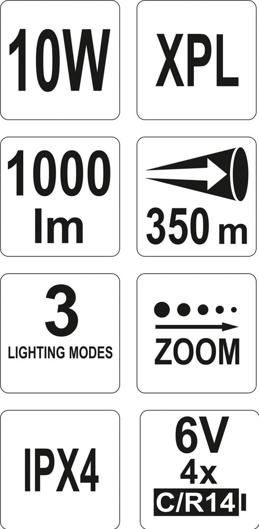 Svítilna kovová LED CREE 10W, 1000 lm dosvit 350 metrů