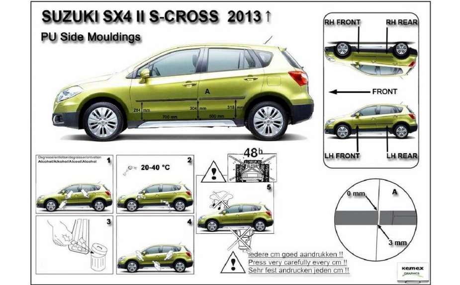 Ochranné boční lišty na dveře, Suzuki SX4 II S-cross, 2013->