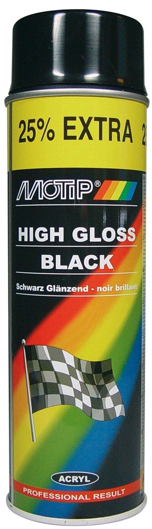 Motip Akrylový lak, černý lesklý, 500 ml