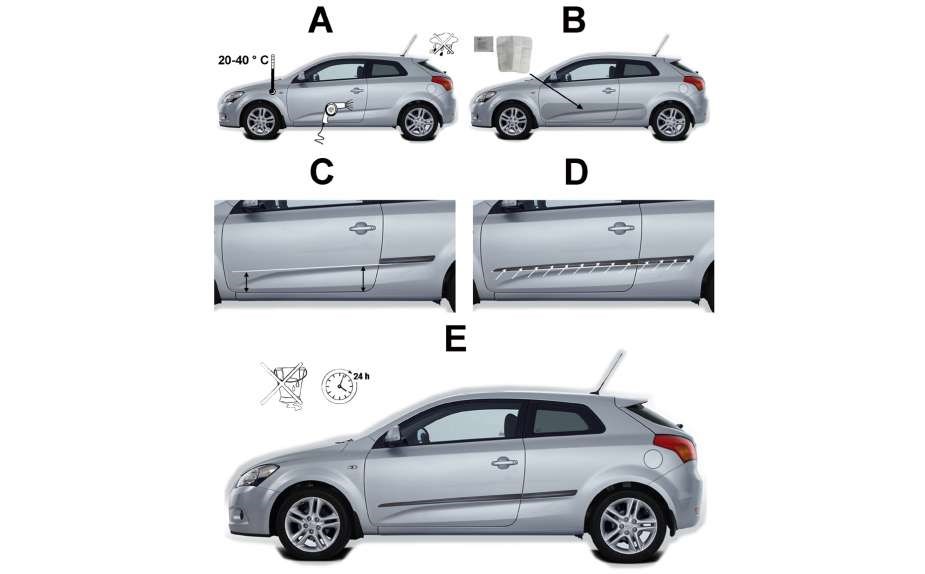 Kvalitní samolepící lišty na ochranu bočních dveří VW Golf VI r.v. 2008-2011