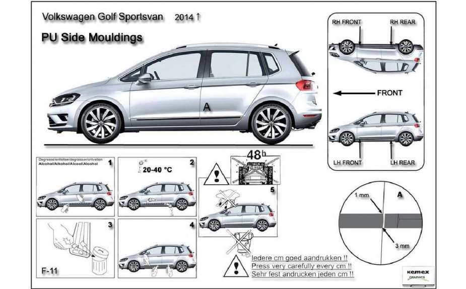 Ochranné boční lišty na dveře, VW Golf Sportsvan, 2014->, hatchback