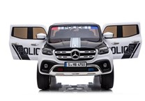 Mercedes  Benz X-Class 4x4, dvoumístný pick up POLICIE  s 2.4G DO, plynulým rozjezdem,USB,Mp4 přehrávač, čalouněním, EVA koly