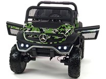 Dětský elektrický džíp Mercedes Benz Unimog, dvoumístný maskáč