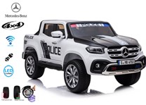 Mercedes  Benz X-Class 4x4, dvoumístný pick up POLICIE  s 2.4G DO, plynulým rozjezdem,USB,Mp4 přehrávač, čalouněním, EVA koly