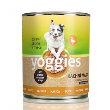 Yoggies monoproteinová konzerva pro psy s kachním masem, brusinkami a kloubní výživou 800g