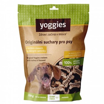 Yoggies suchary pro psy s krůtím masem a lněným semínkem bez lepku 150 g