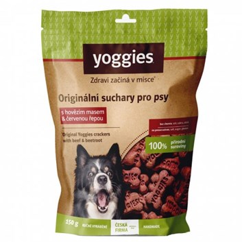 Yoggies suchary pro psy s hovězím masem a červenou řepou bez lepku 150 g